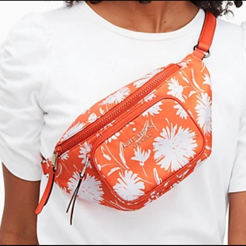 Kate Spade waist belt Fanny Pack versatile orange/ white Sporty carry all - Picture 3 of 6